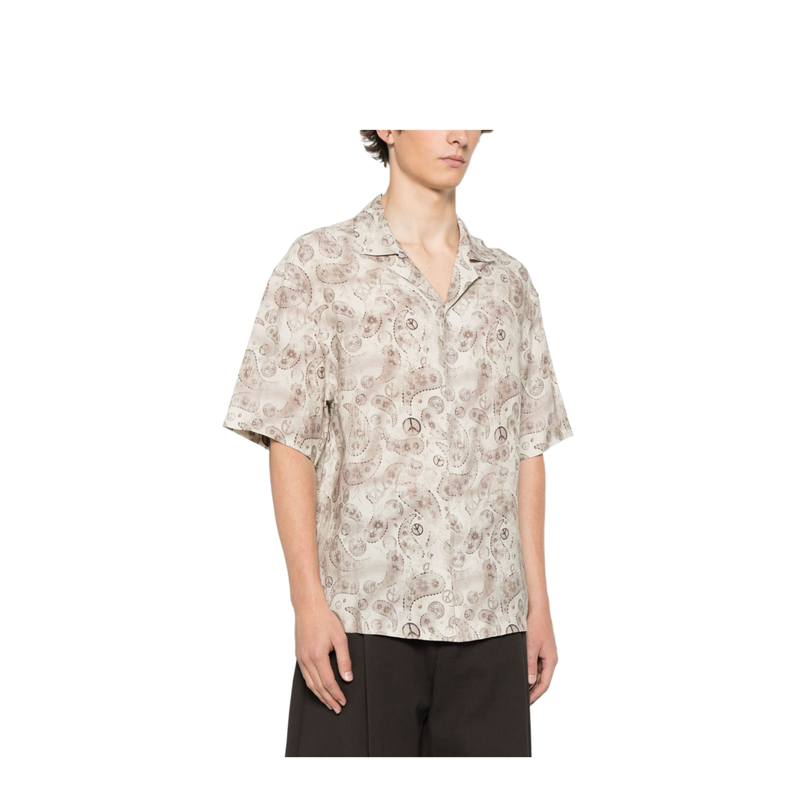 Short-Sleeved Viscose-Blend Shirt with All-Over Print