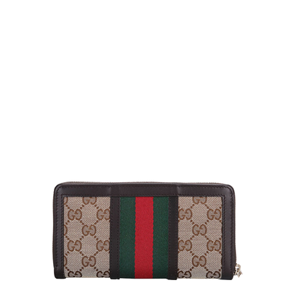Ophidia Canvas Zip Around Wallet - Brown