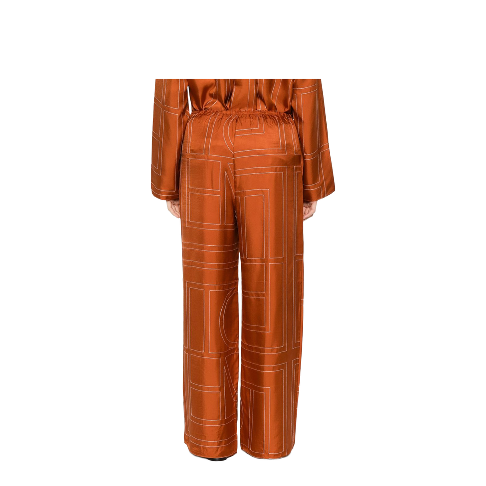 Brown Pants with Wide Leg and All-Over Logo Print