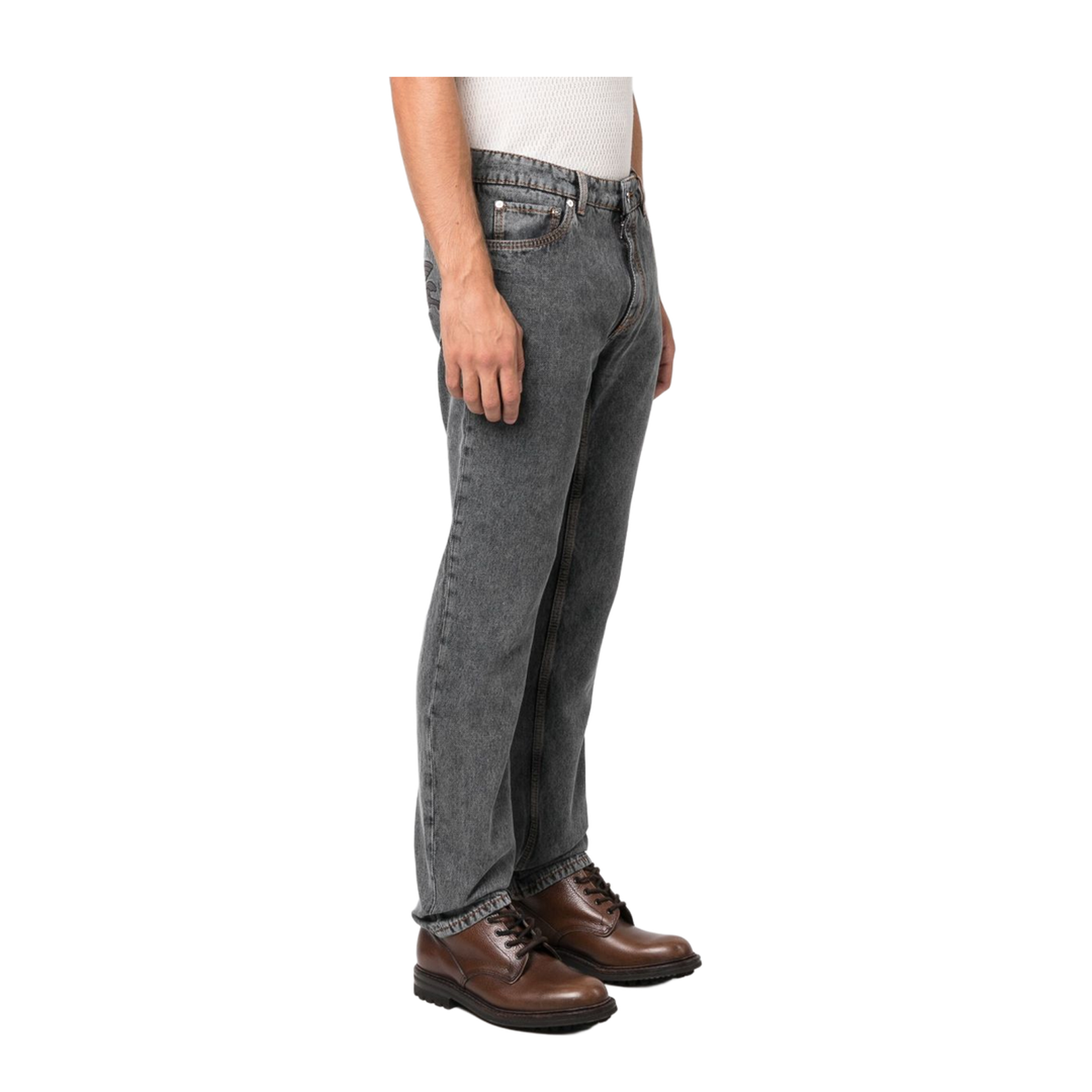 Tapered Jeans with Logo Embroidery