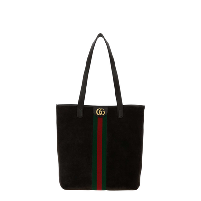 Ophidia Medium Tote Bag in Dark Brown Suede