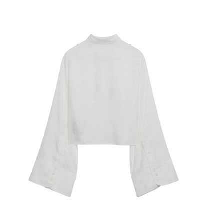 White Shirt with All-Over Logo Graphic