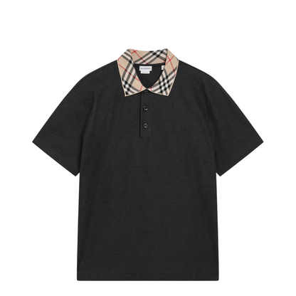 MAYFEYR - Burberry - Dark Grey Polo Shirt With Check Collar - 8133201121266A2136