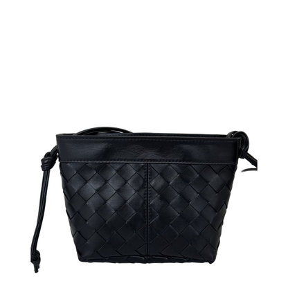 Intrecciato Small Leather Shoulder Bags - Black