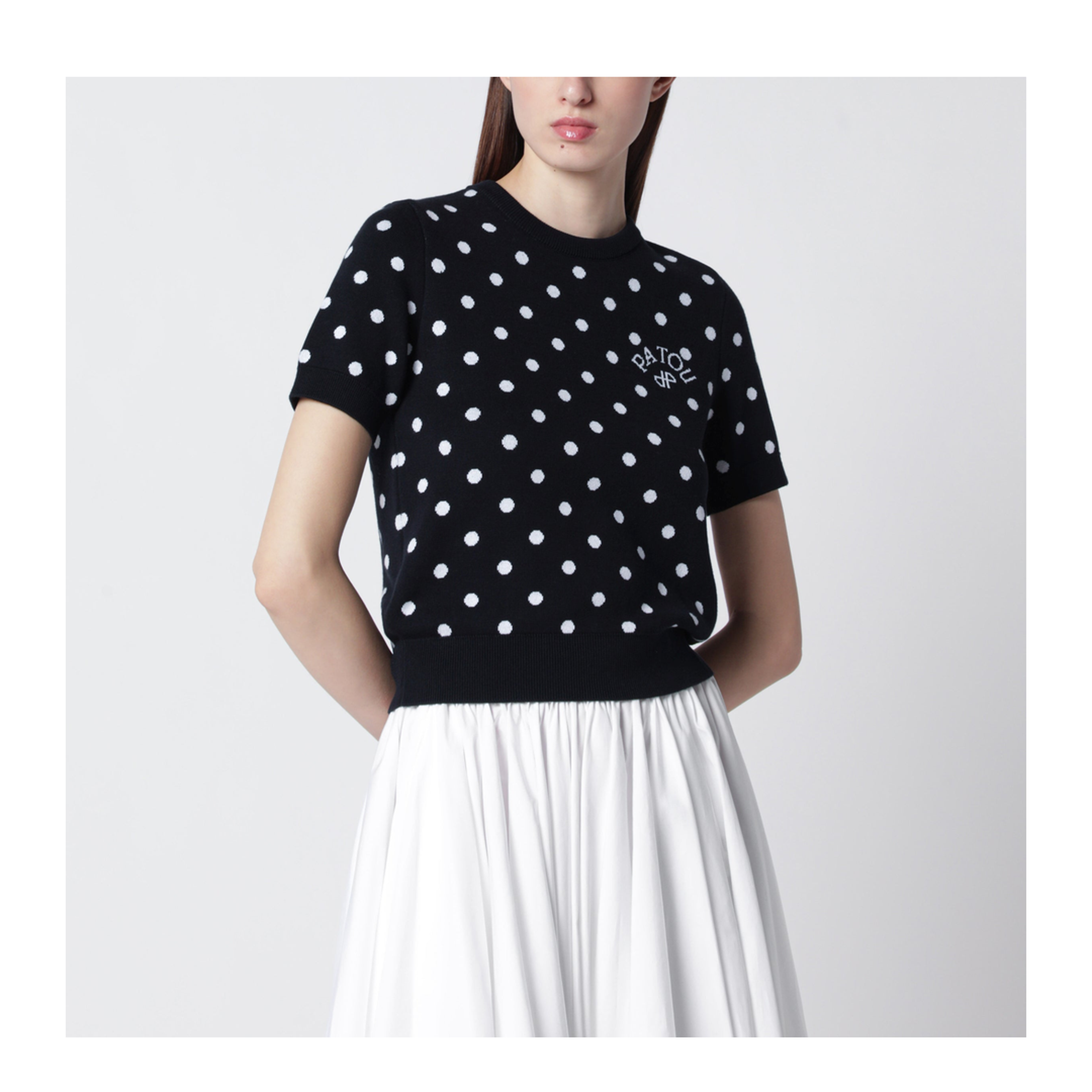Polka-dot T-shirt in eco-responsible cotton blend