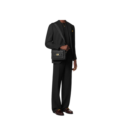Leather Messenger Bag - Black Goatskin