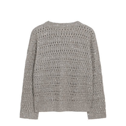Crochet Crewneck Sweater with Sequins