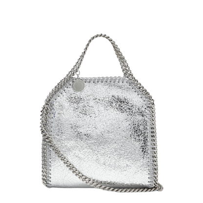 Falabella Tiny Cracked Metallic Polyester Tote Bag - Silver
