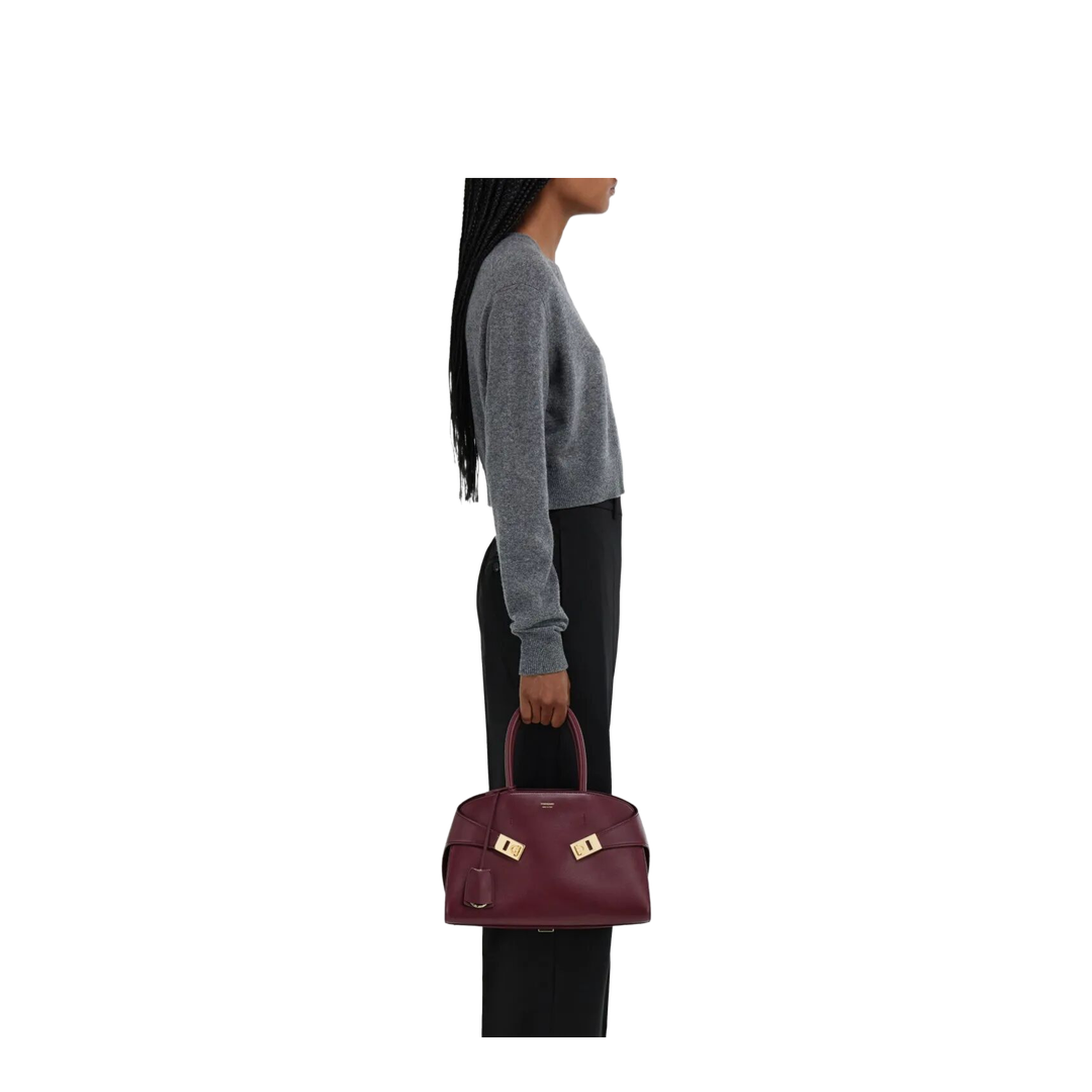 Hug M Handbag Leather Plum