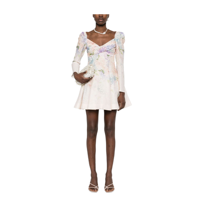 Dawning Linen Floral Printed Mini Dress