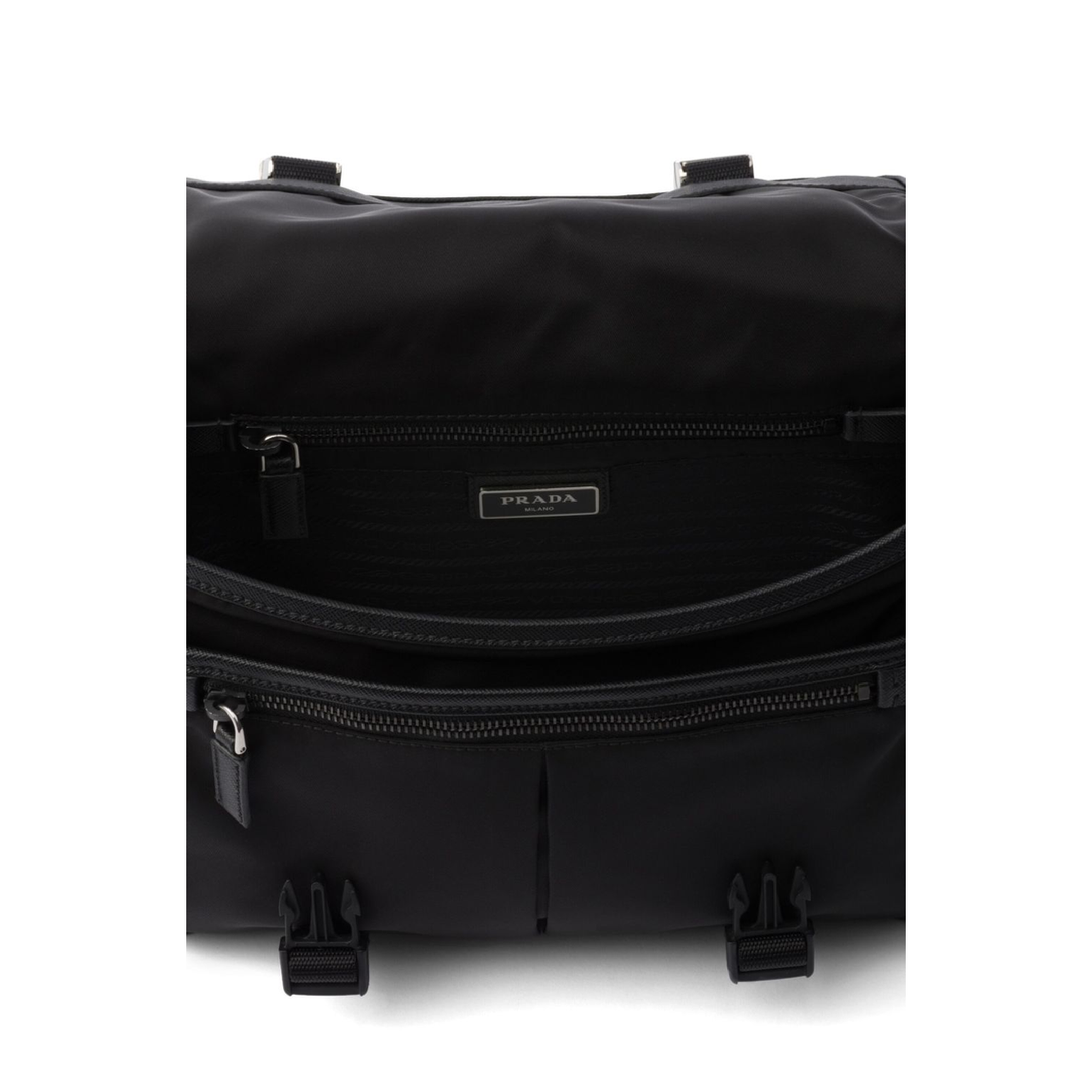 Re-Nylon Saffiano Leather Shoulder Bag - Black