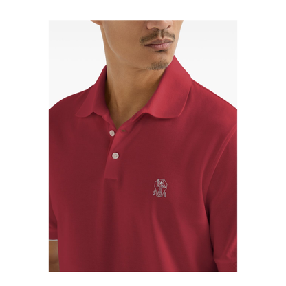 Logo Cotton Polo Shirt Burgundy