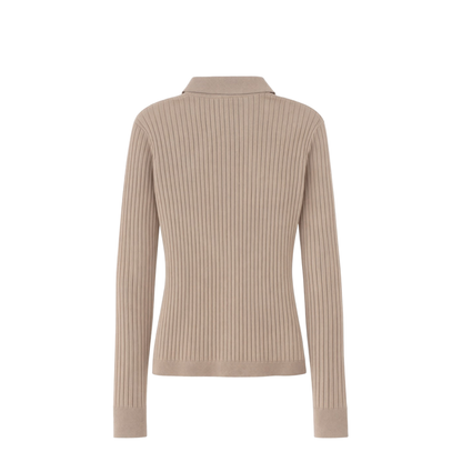 Ribbed Collared Polo Top