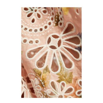 Appliquéd Floral-Print Silk-Organza Midi Dress