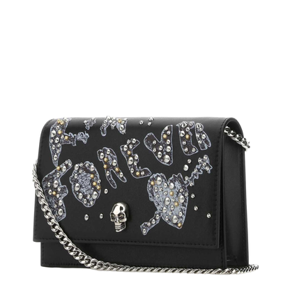 Black Leather Small Skull Clutch