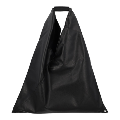 Japanese Bag Classic Large Faux Leather Tote - Black