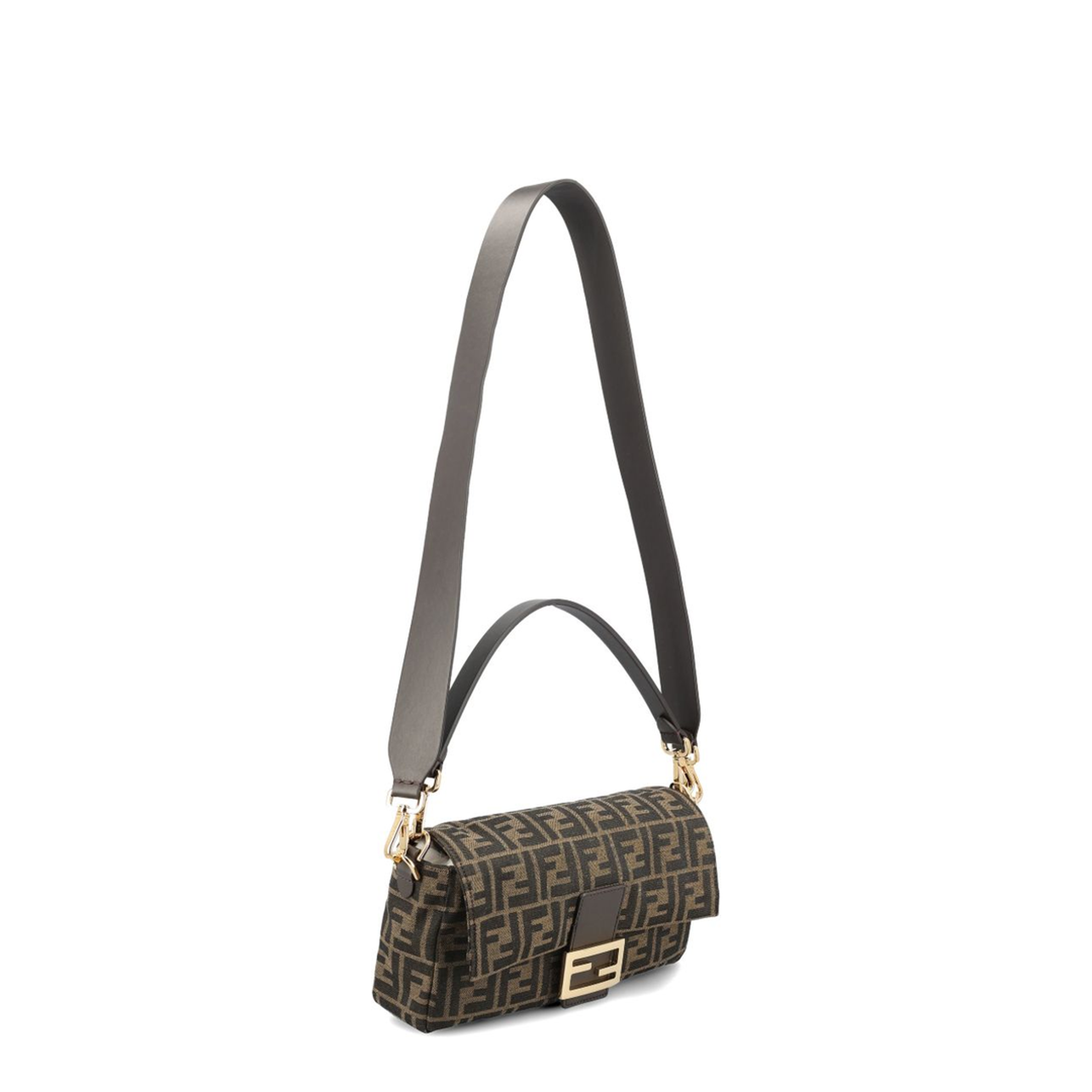 Baguette Medium FF Jacquard Shoulder Bag - Tobacco Brown