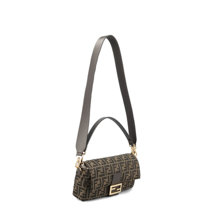 Baguette Medium FF Jacquard Shoulder Bag - Tobacco Brown