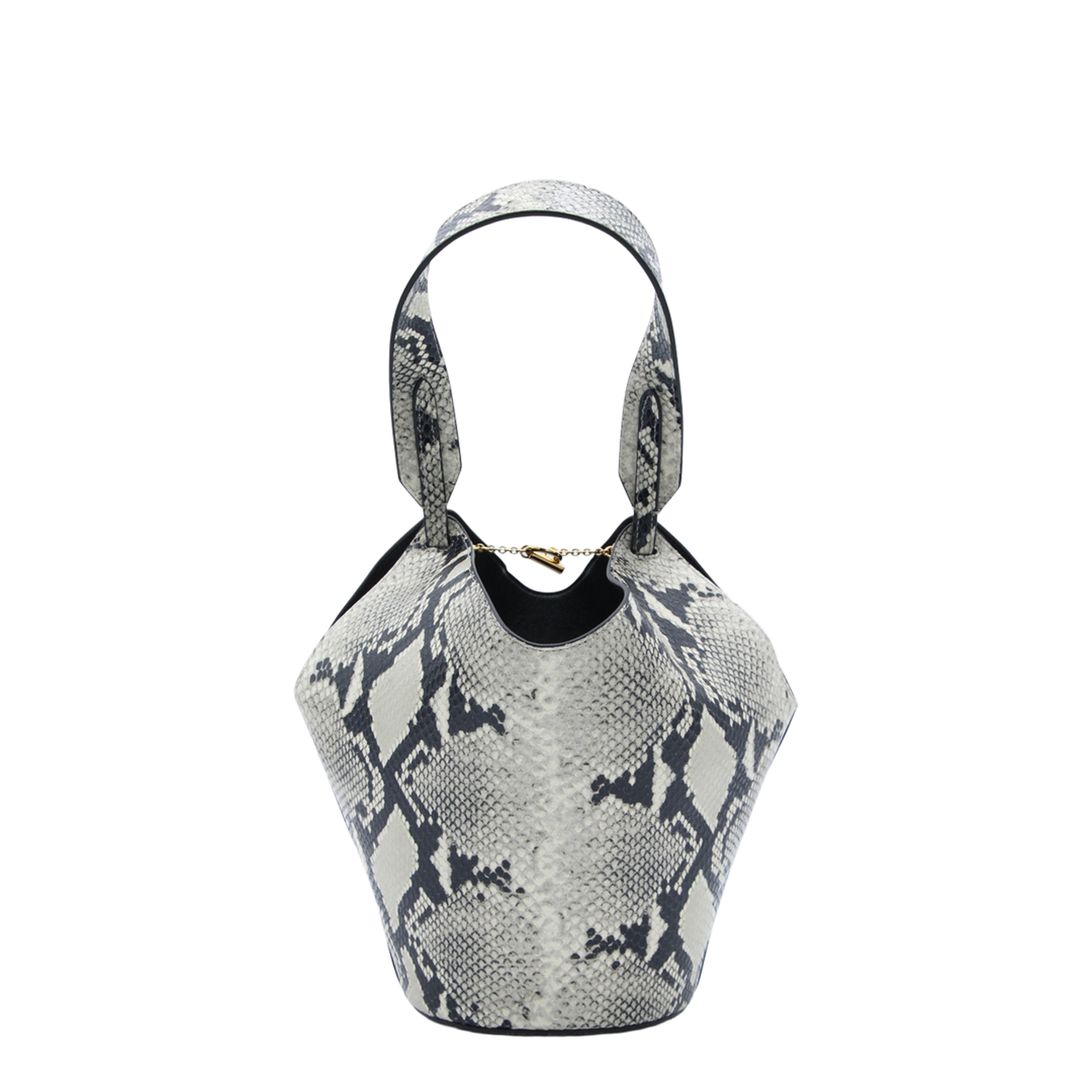 Lotus Mini Python-Embossed Calfskin Tote - Natural