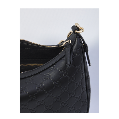 GG Emblem Large Leather Shoulder Bags - Black