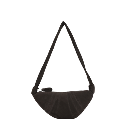 Small Croissant Bag Calf Leather Shoulder Bag - Ebony Brown
