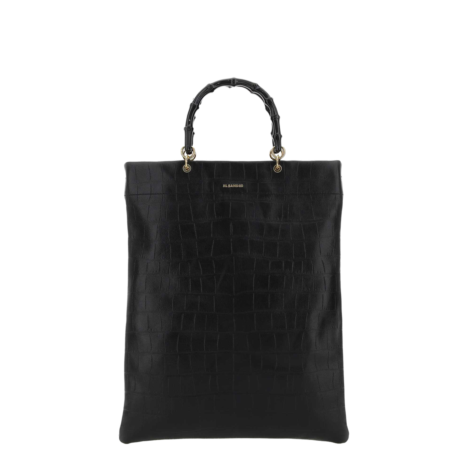 Black Leather Medium Shopping Bag