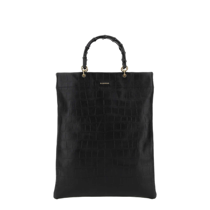 Black Leather Medium Shopping Bag