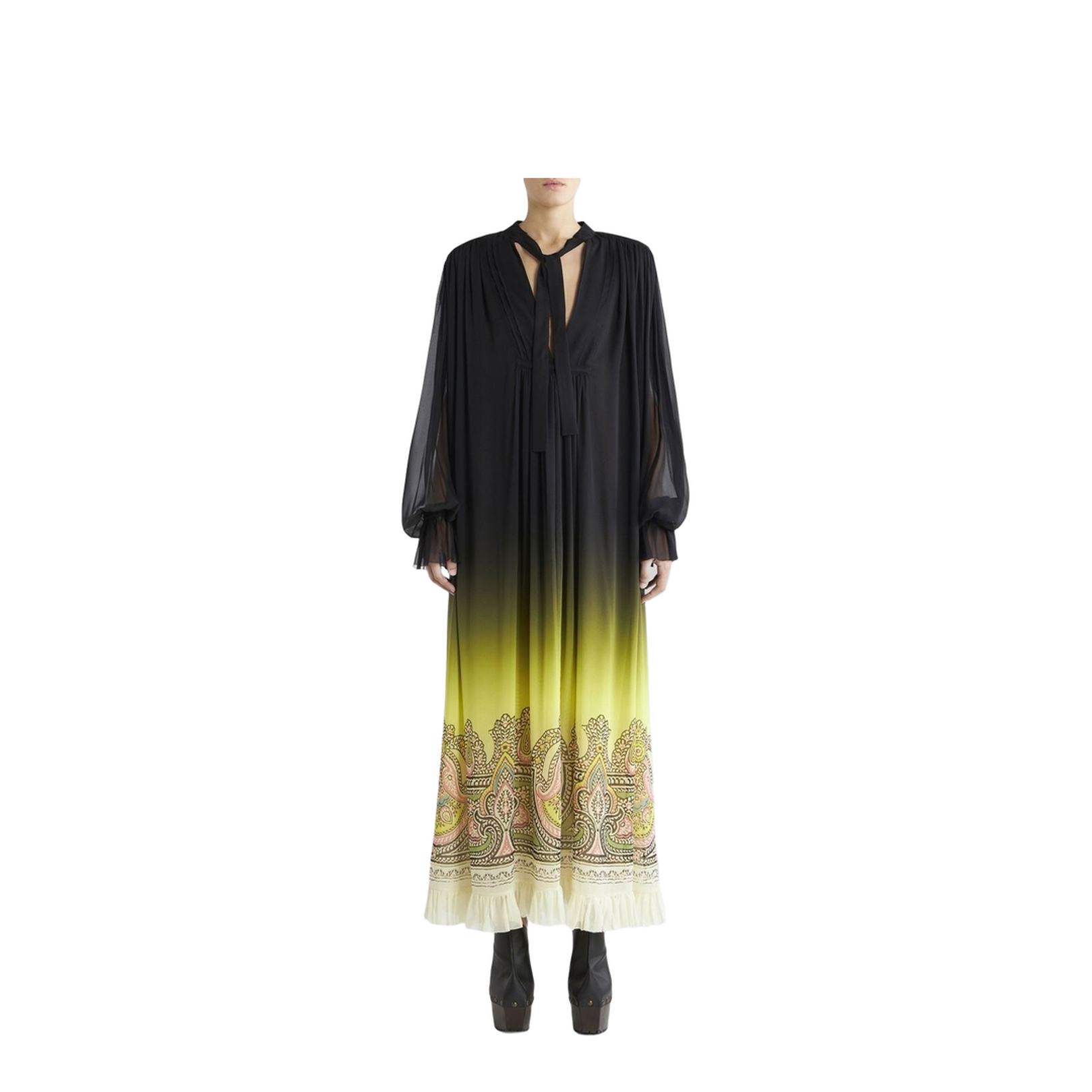 Gradient Effect Paisley-Print Silk Dress