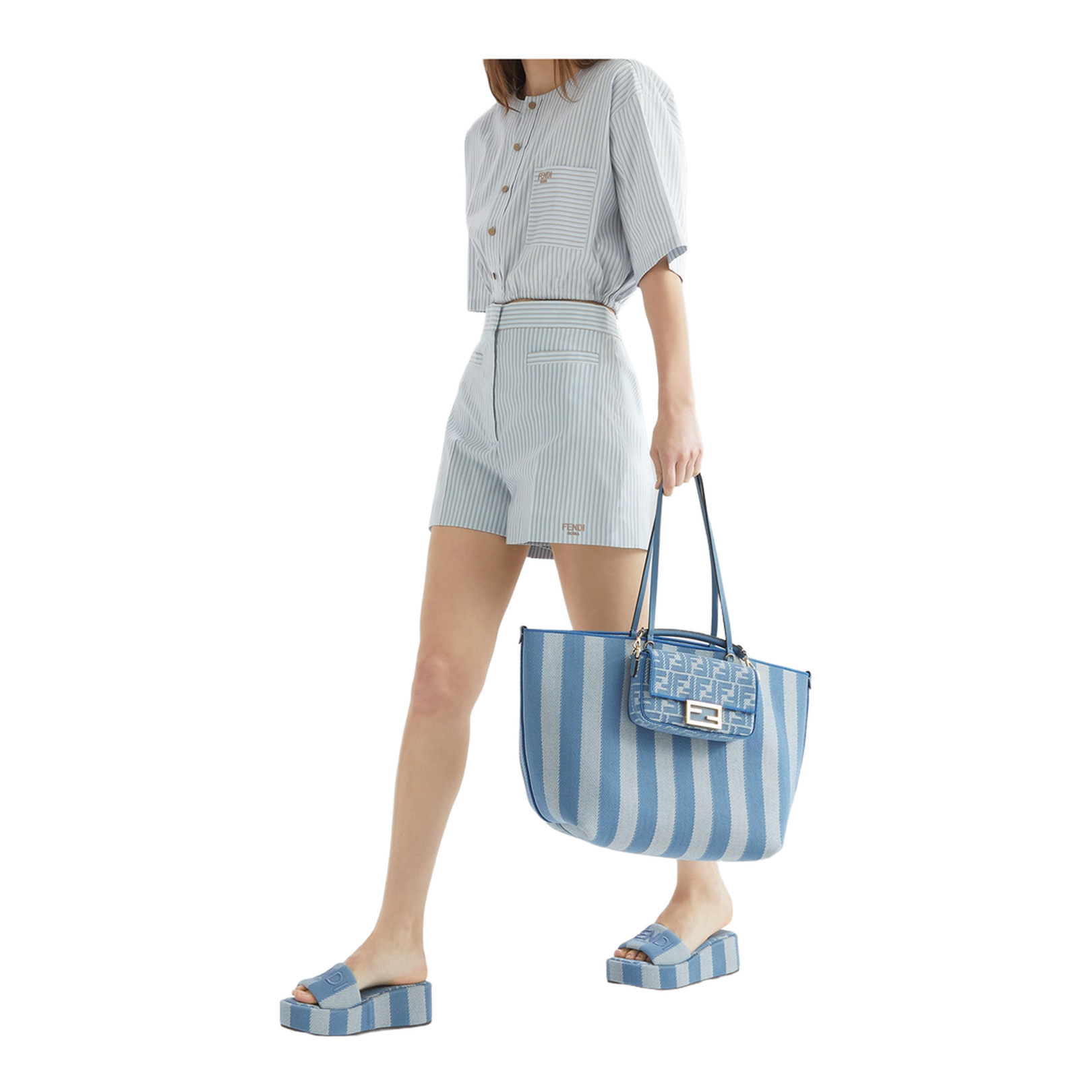 Roll Large Canvas Shopper Bags - Pastel Blue
