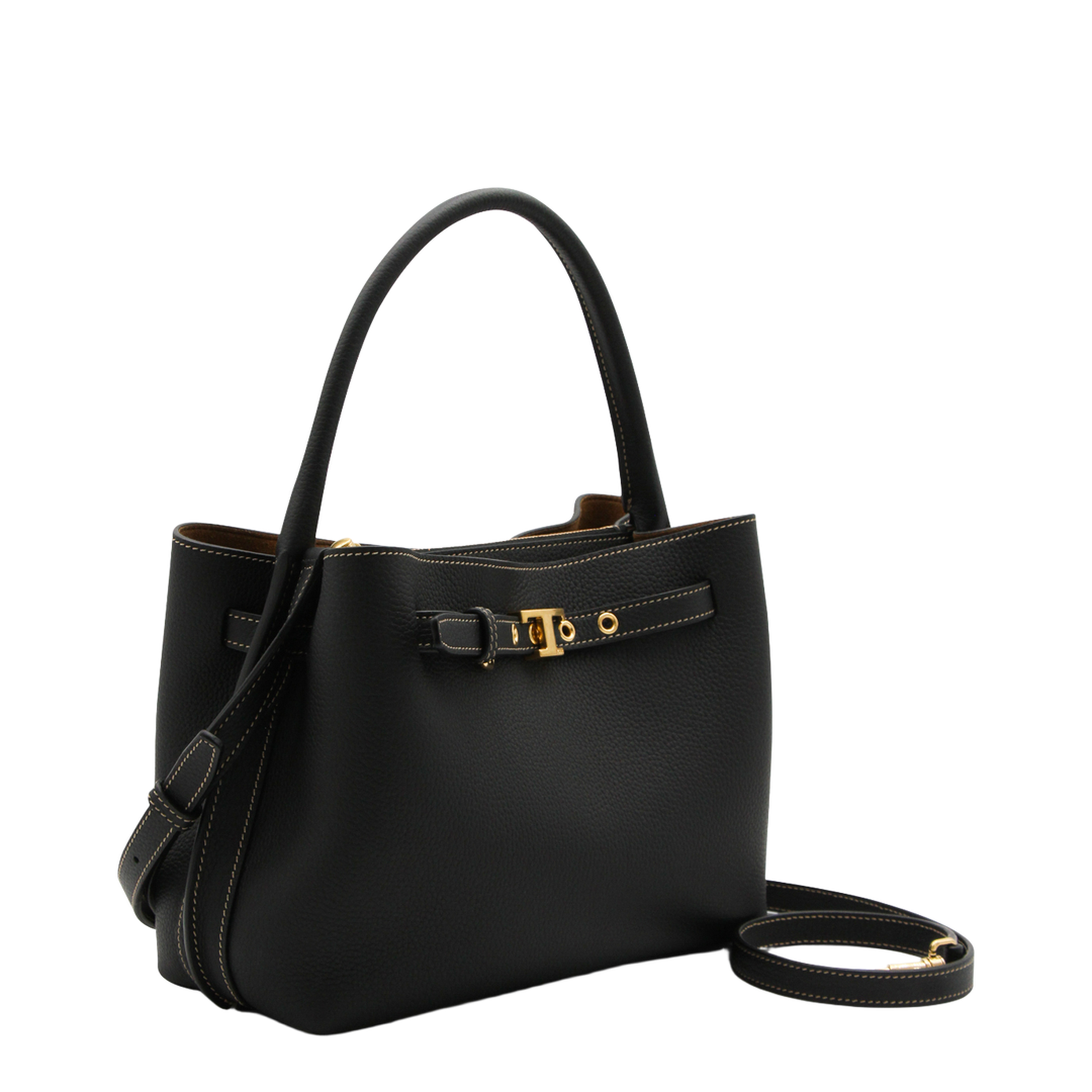 T Timeless Mini Calfskin Leather Top-Handle Bag - Black