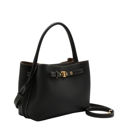 T Timeless Mini Calfskin Leather Top-Handle Bag - Black