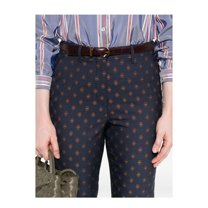 Jacquard Wool Blend Cigarette Trousers