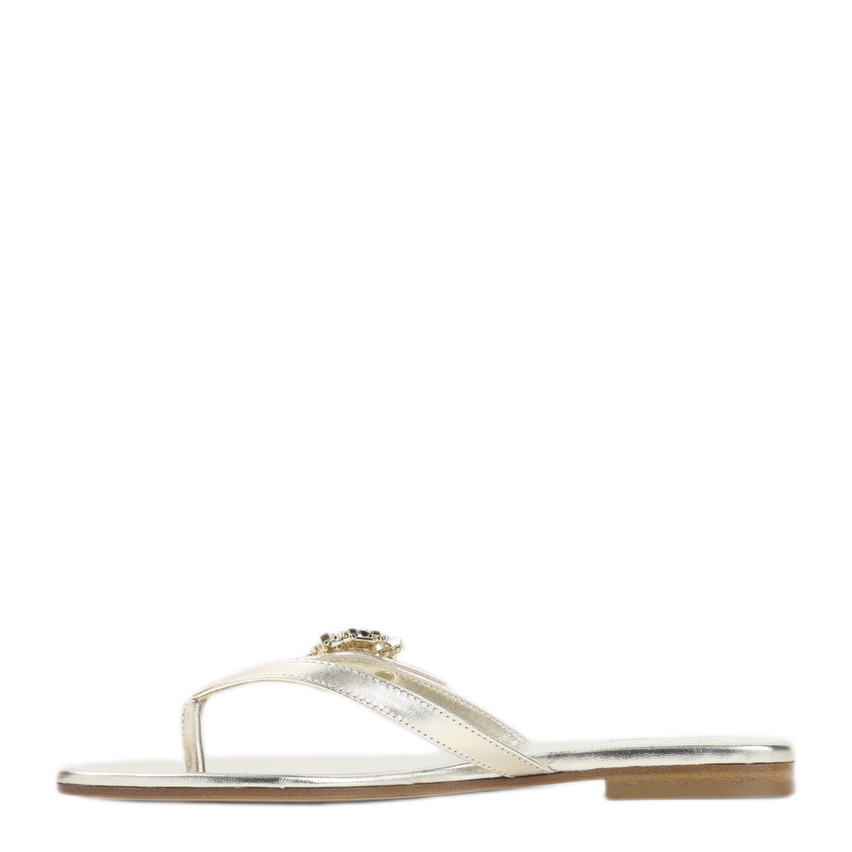MAYFEYR - Roger Vivier - Light Gold Leather Strass B Flip Flops - RVW81744970KACG005ORO