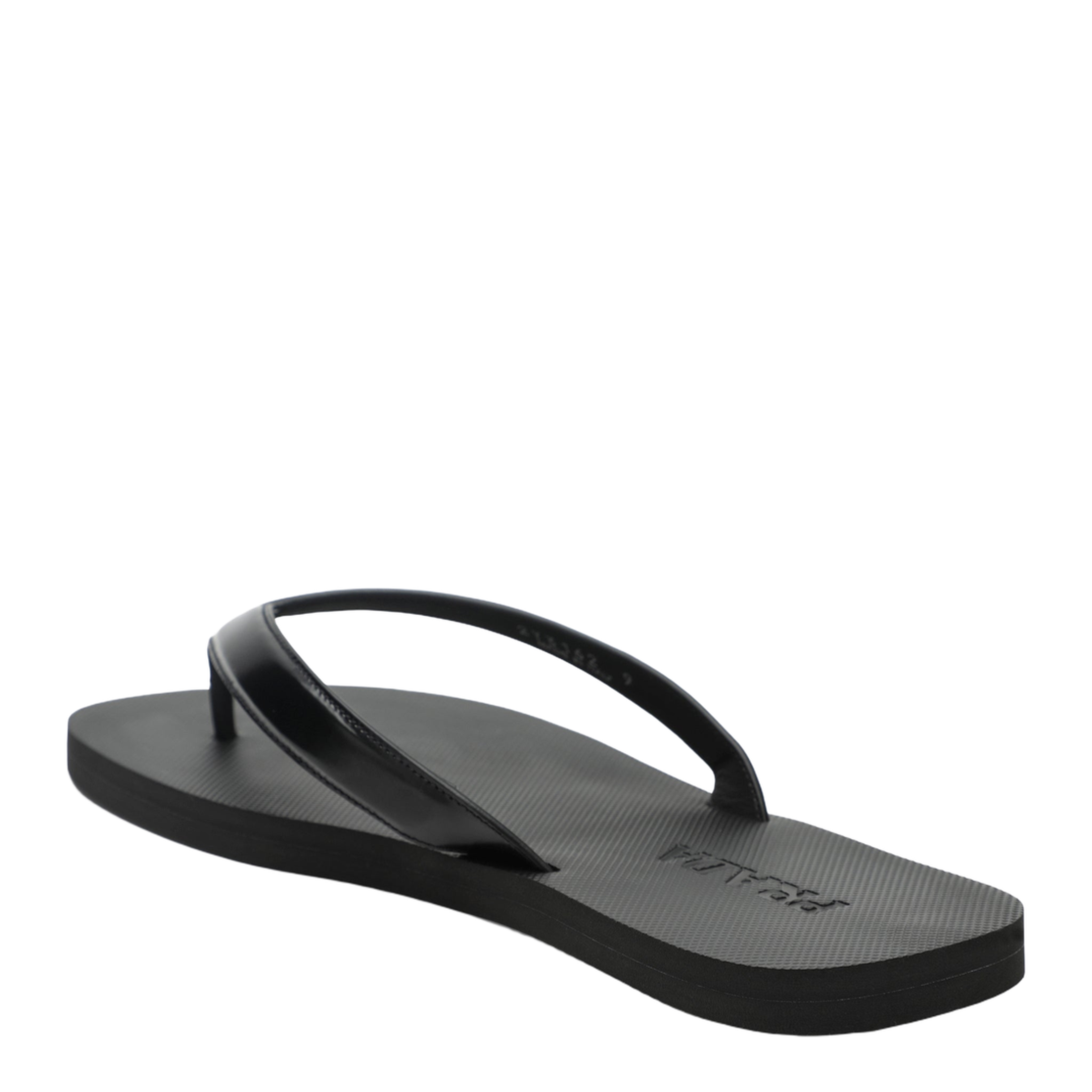 Black Brushed Leather Flip-Flop Sandals