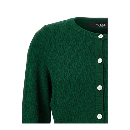 Cardigan with decorative pattern green