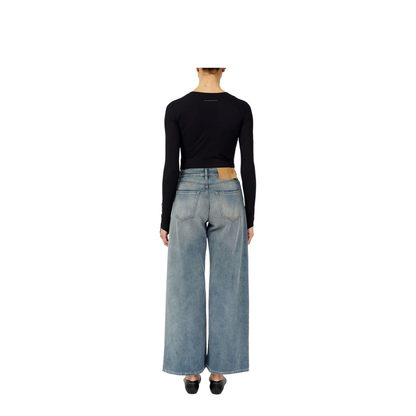 Wide-leg jeans with worn effect
