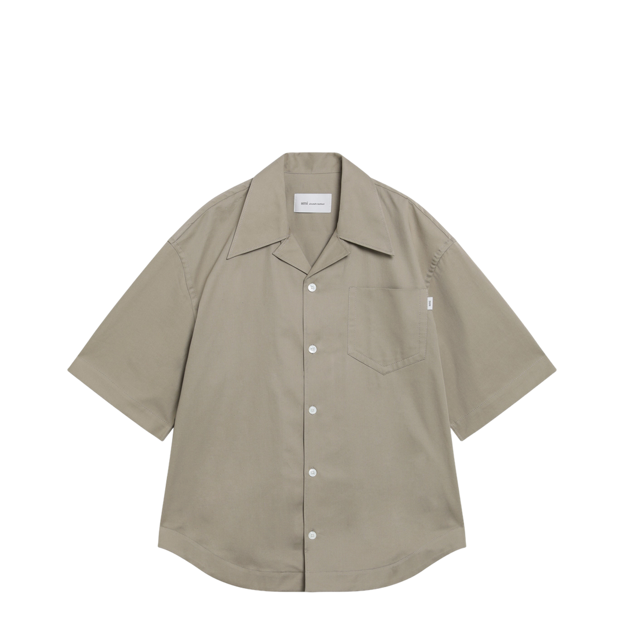MAYFEYR - Ami Paris - Beige Cotton Short Sleeve Camp Collar Wide Shirt - USH811CO0214A036