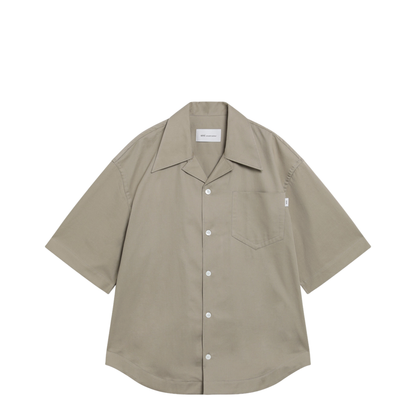 MAYFEYR - Ami Paris - Beige Cotton Short Sleeve Camp Collar Wide Shirt - USH811CO0214A036