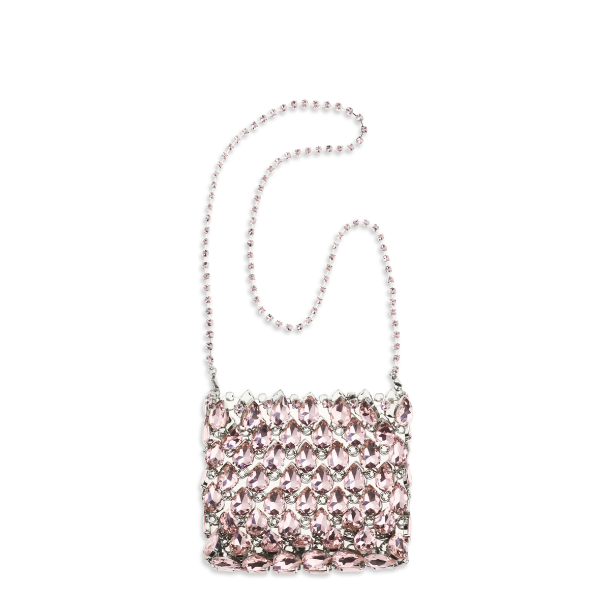 Mini Bag In Metallic Knit With Crystals