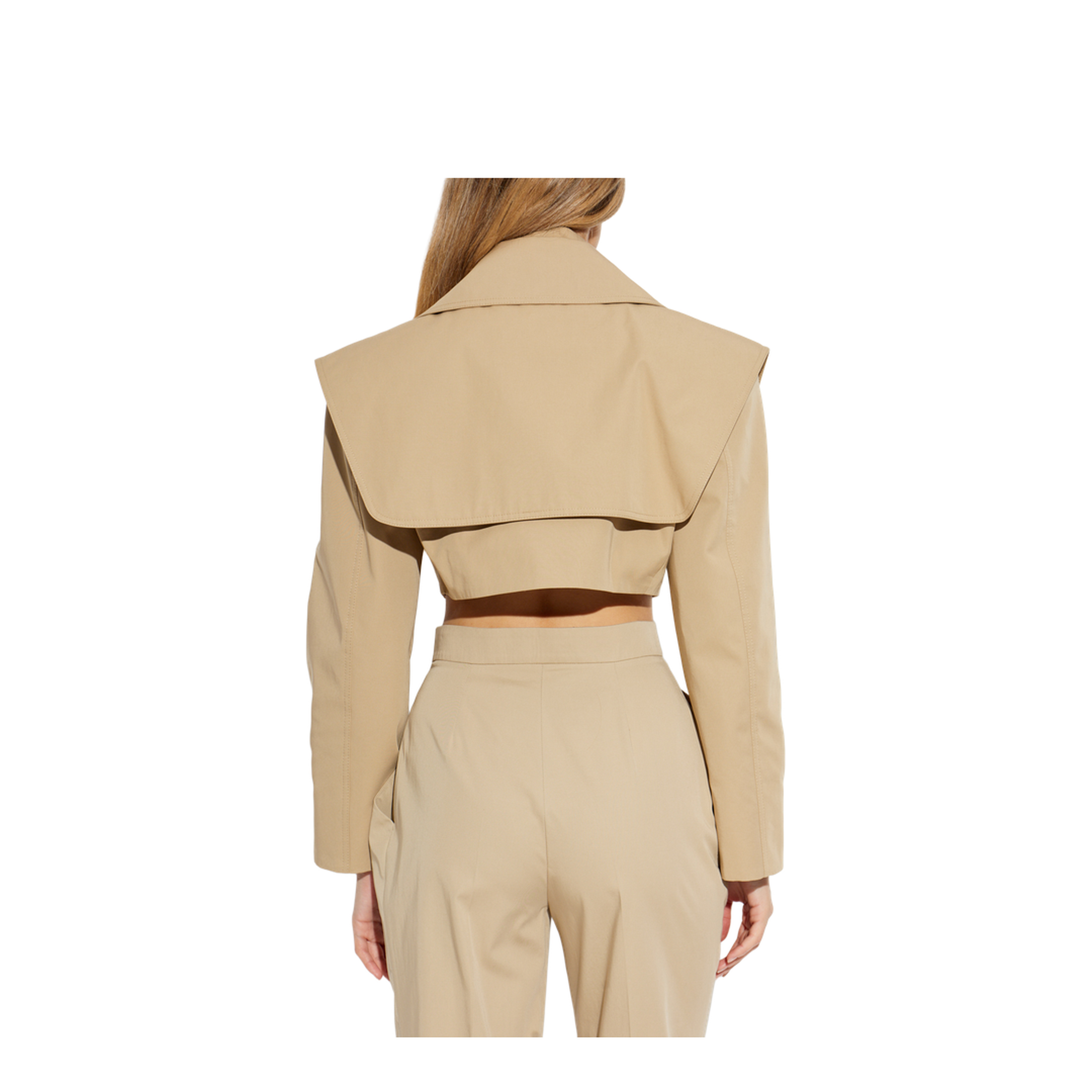 Cropped Gabardine Jacket Beige