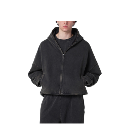 MAYFEYR - Entire Studios - Washed Black Cotton Zip Up Hoodie - ESSS26HO03012UCO0392