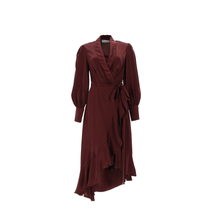Silk Wrap Midi Dress