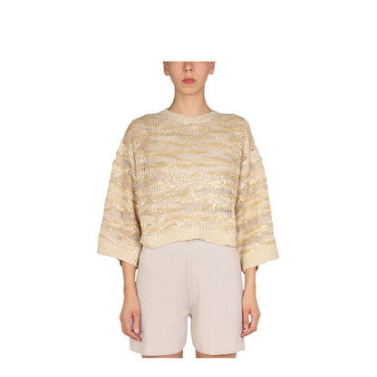 Women's Cropped Sweater Beige