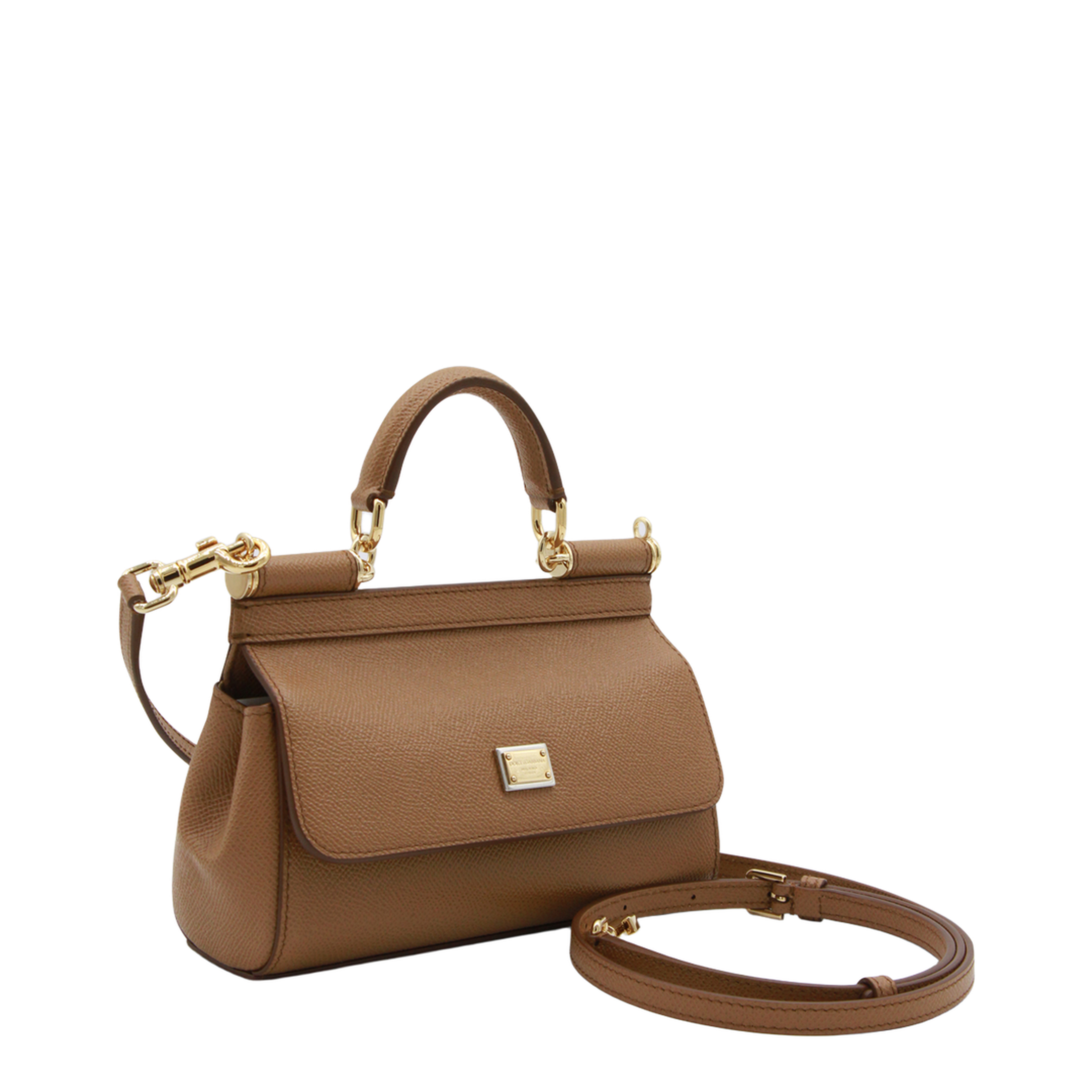 Sicily Mini Calfskin Top Handle Bag - Brown