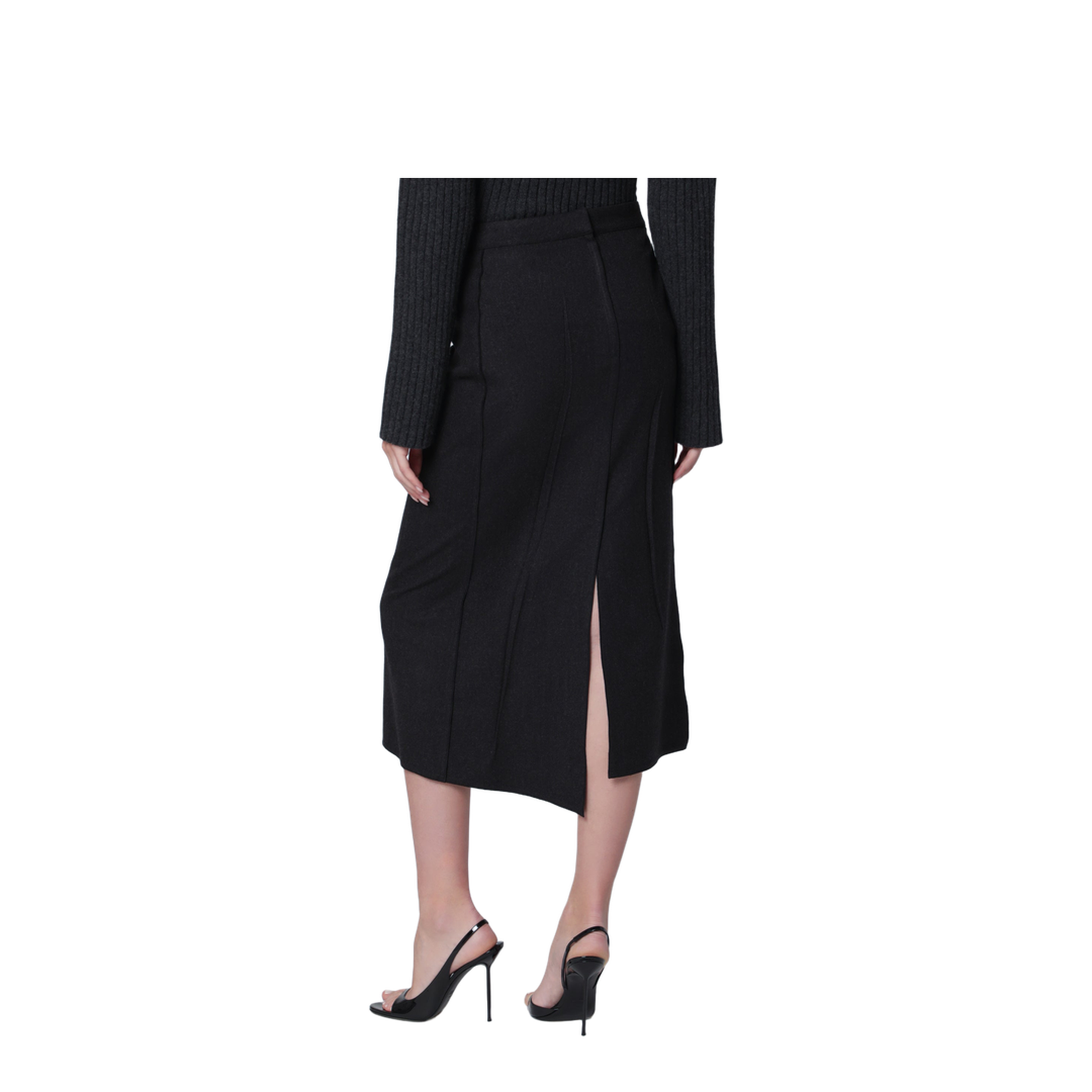 MAYFEYR - Victoria Beckham - Pressed Midi Skirt In Dark Grey Wool And Mohair - 1326WSK007362DWODG