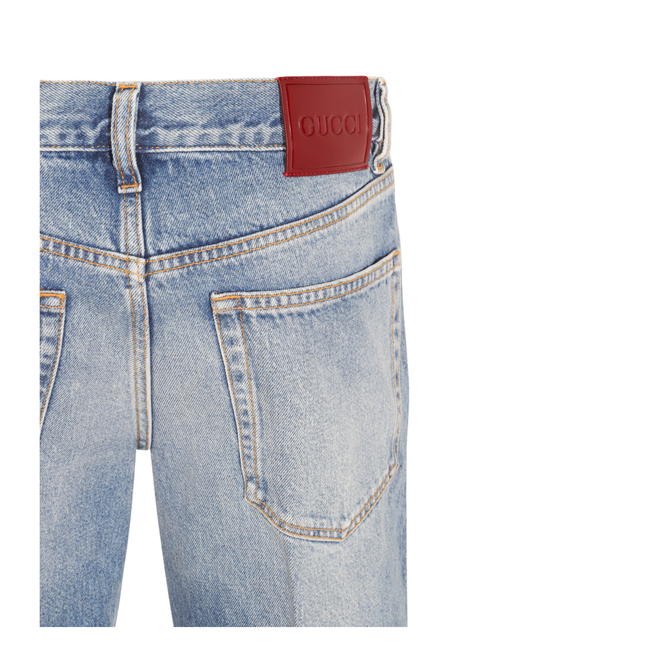 Straight Fit Denim Pants in Light Blue