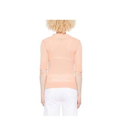 Elbow-Sleeve Logo Sweater in Alpaca Wool & Silk Knit