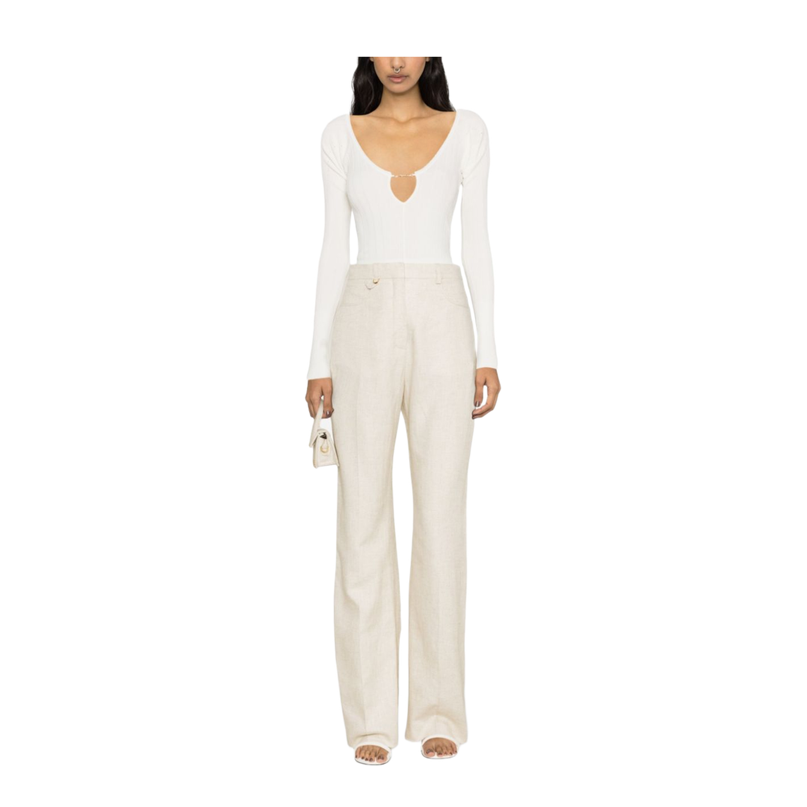 Off-White Ribbed Knit Top