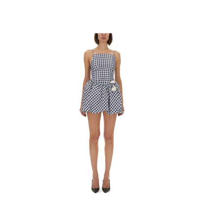 MAYFEYR - Self Portrait - Checkered Taffeta Mini Dress - PF25001SABLBLUE