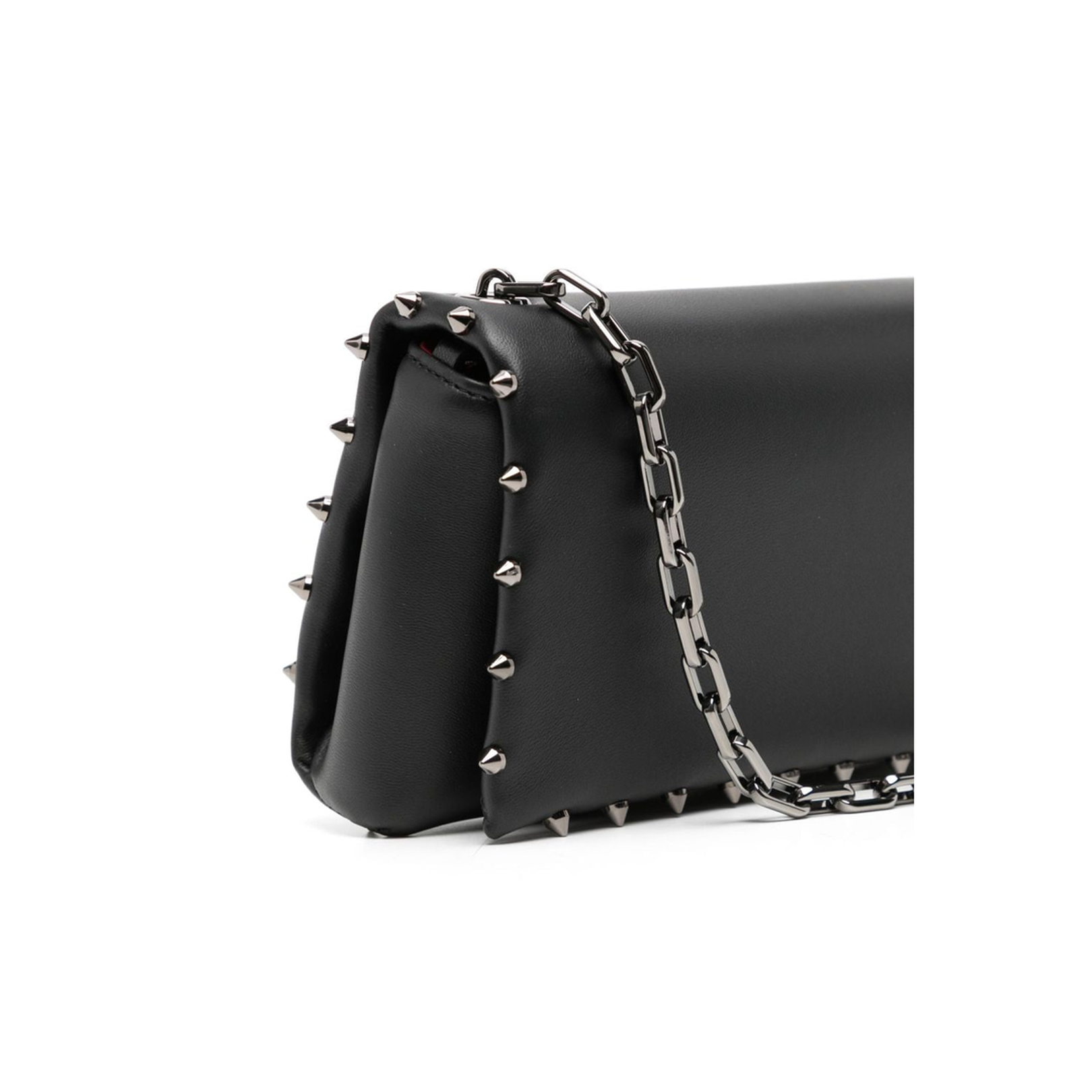 Black Spiky Pouch with Chain Strap